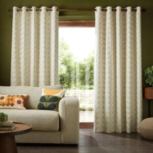 Image of Orla Kiely Linear Stem Natural Lined Eyelet Curtains (229cm x 229cm (90" x 90"))