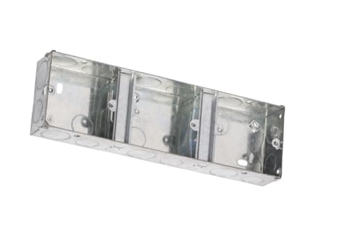 Image of 1G + 1G + 1G 35mm 3 gang Metal back box Galvanised Steel Installation Boxes 35mm 1G + 1G + 1G Metal Single Pattress Box 35mm 1G + 1G + 1G Back box Metal - 1 PACK