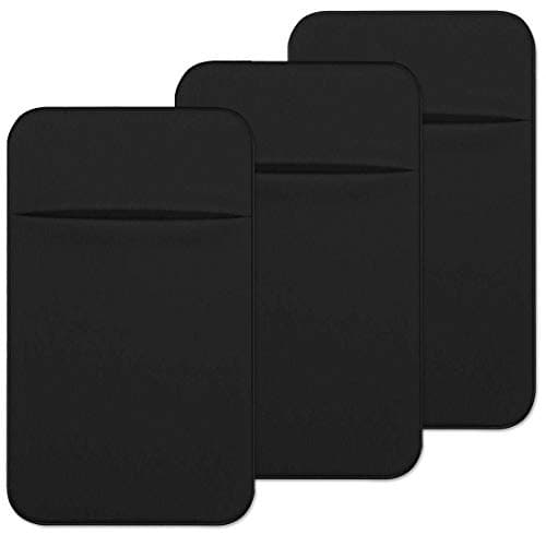Image of CKANDAY 3 Pack Cell Phone Card Holder with Adhesive Sticker for Back of Phone, Stretchy Fabric Card Sleeves ID Credit Card Pocket Stick On Wallet for Android Smartphones