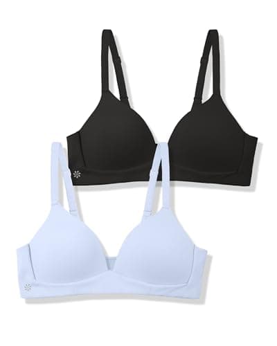Image of SALIA GIRL Teen Bras for Girls Ages 12-14, Soft Lightly Padded Tween Bras, Wireless Everyday Comfort with Pull-On Design, Blue/Black, M