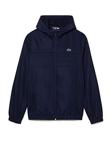 Image of Lacoste Mens Zipped Hooded Sport Jacket Navy L
