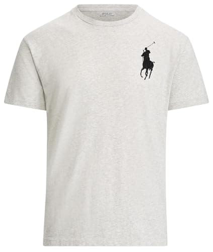 Image of POLO RALPH LAUREN Men's Jersey Cotton Crew Neck T-Shirt, Grey Heather With Big Pony, XL