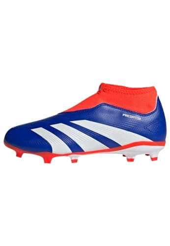 Image of adidas Unisex League Laceless Football Boots Firm Ground, Lucid Blue/Cloud White/Solar Red, 10 UK Child