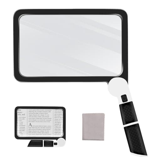 Image of Yerepk 5X Magnifying Glass with Light, Handheld Magnifier for Reading, Large Magnifying Glass with 48 LED Light and Anti-Glare Lens, Magnifier for Seniors, Macular Degeneration, Low Visions (Black)
