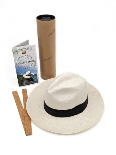 Image of Equal Earth New Genuine Panama Hat Rolling Folding Quality with Travel Tube - White (60cm)