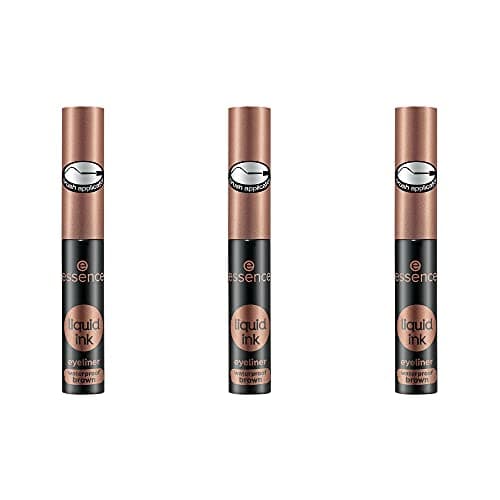 Image of essence liquid ink eyeliner, make-up, waterproof eyeliner in brown with brush applicator, eye make-up, waterproof, 3x3 ml