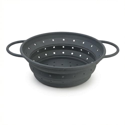 Image of Collapsible Colander, Silicone Kitchen Strainer with Reinforced Frame and Handles, Foldable Food Grade Sieve for Draining Pasta, Vegetables and Fruits, Space-Saving for RV, Camping
