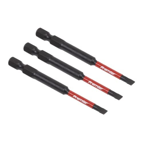 Image of Sealey 3pc 75mm Slotted 4.5mm Impact Power Tool Bit Set - AK8251
