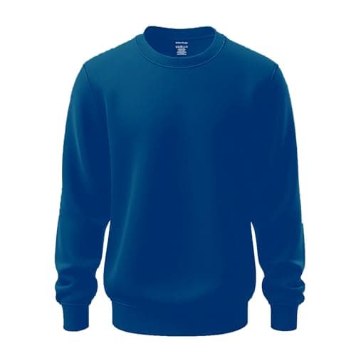 Image of Mellor Design Mens Womens Sweatshirts Pullover Thermal Plain Top Workwear Casual Crewneck Jumper Sweater Sports Leisure Fleece Navy