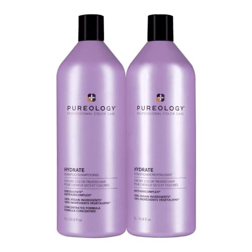 Image of Pureology Hydrate Moisturising Shampoo and Conditioner Duo Set, For Medium to Thick Dry, Colour Treated Hair, Vegan Formulas, Sulphate Free for a Gentle Cleanse 1000ml
