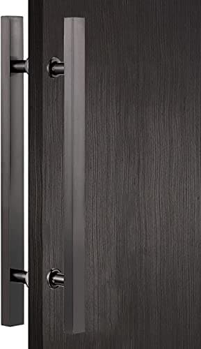 Image of Push Pull Door Handle, Extra Long 20in Black Titanium Barn Door Pull for Sliding Doors, Stylish Grab Bar for Pantry, Shower, and Double-Sided Gate