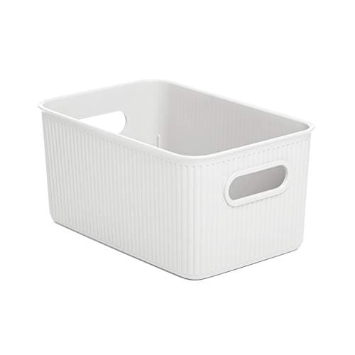 Image of TATAY Plastic Storage Basket 5 L Baobab | Organizer Box | Integrated Handles | Compact and Versatile Design | Recycled BPA-Free Plastic | 18,1x27,2x13 cm, White