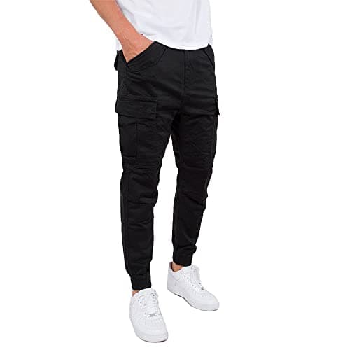 Image of Alpha Industries Mens Airman Casual Trousers Pants, Black, 38 UK