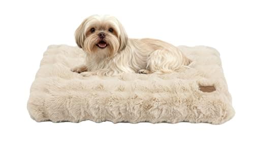 Image of BingoPaw Dog Bed Medium Washable：Calming Crate Mattress with Removable Cover and Anti-Slip Bottom, Fluffy Anti Anxiety Water Resistant Pet Beds, Puppy Pillow Cushion Beige, 76x51x10cm