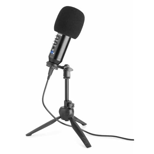 Image of VONYX CM320B USB Condenser Microphone with Echo, Built-in Soundcard, 3.5mm Headphone Output and Desktop Stand - Ideal for Podcasting, Singing, Streaming, Gaming and Home Studios