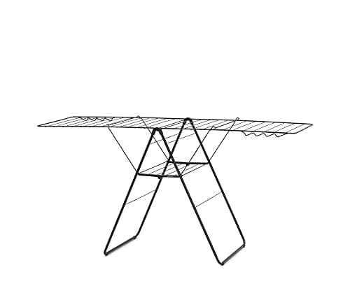 Image of Brabantia HangOn Laundry Drying Rack (25m / Matt Black) Compact, Foldaway, Adjustable Indoor Stainless Steel Clothes Horse