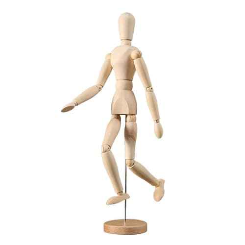 Image of CEMIRK Wooden Mannequin Body, 30.5cm Artist Manikin with 14 Movable Joints, Mannequin Figure for Drawing, Animation, and Decor