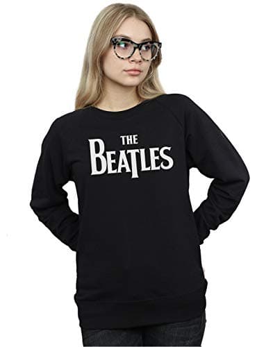 Image of Absolute Cult The Beatles Women's Drop T Logo Sweatshirt Black Medium