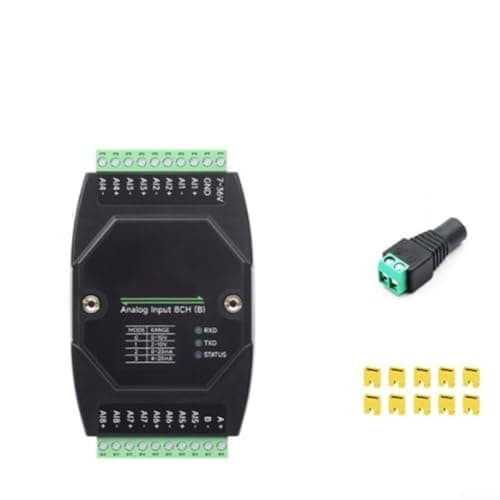 Image of RTU 8CH Analog Input Module for Industrial Automation, RS485 Interface, 12-bit Resolution, DC 7-36V Power Supply, DIN Rail Mount (B)
