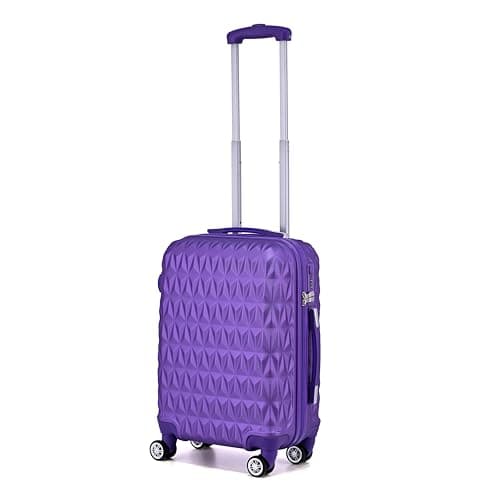 Image of Hard Shell Cabin Carry On Suitcase 55 cm 2.5 kg 35 litres 4 Wheels with Built in 3 Digit Combination Lock, Approved for Ryanair, easyJet, British Airways & More (Purple)