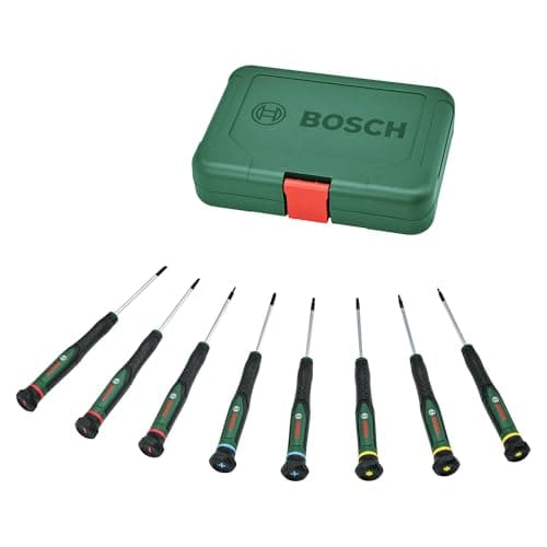 Image of Bosch Precision Screwdriver Set 8-Piece (Extra-Hard S2 Steel Screwdrivers for DIY, Modelling and Handycraft; Precise and Magnetic Tip; PH/TX/SL; Colour-Coded Size; Softgrip)
