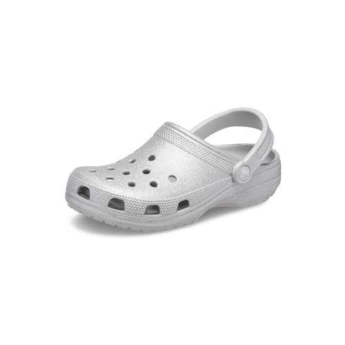 Image of Crocs Classic Glitter Clog Silver Glitter Size 7 UK Men/ 8 UK Women