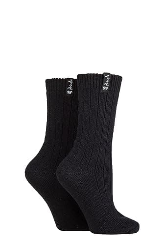 Image of Pringle Ladies Plain Classic Ribbed Boot Socks in a Multipack of 2 For the Outdoors and Walking in Size 4-8 (as8, numeric, numeric_4, numeric_8, regular, regular, Navy)