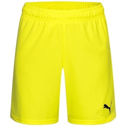 Image of PUMA Unisex Teamgoal Jr Knitted Shorts, Fluro Yellow PES-puma Black, 140 EU