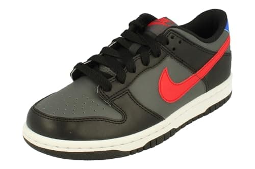 Image of Nike Kid's Dunk Low Sneaker, Black/University Red/White/Racer Blue, 6 Big Kid