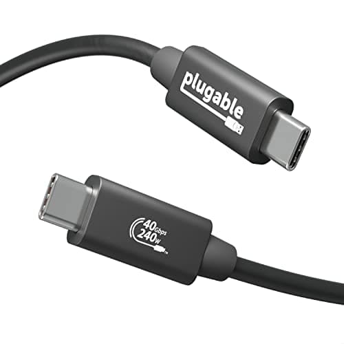Image of Plugable USB4 Cable with 240W Charging, 3.3 Feet (1M), USB-IF Certified, 1x 8K Display, 40 Gbps, Compatible with USB 4, Thunderbolt 4, Thunderbolt 3, Driverless