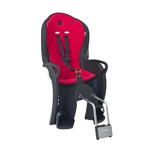 Image of Hamax Kiss Kids Frame Mounted Childs Bike Bicycle Seat with Lockable Bracket Black W/Red Padding