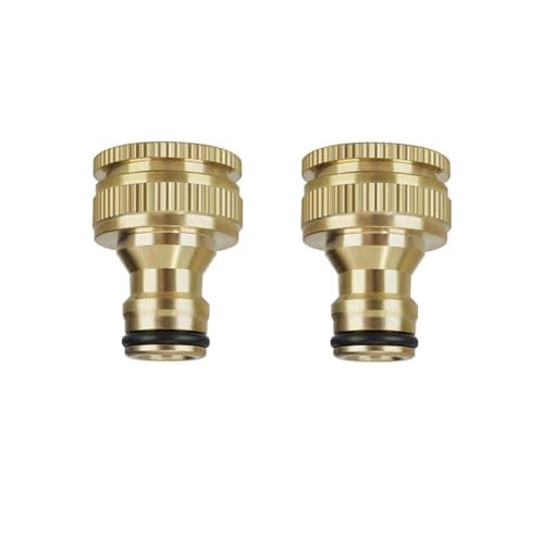 Image of KETTOYA Garden Hose Accessories 2 Pack Garden Hose Tap Connector - 3/4 inch & 1/2 inch 2-in-1 Solid Brass Female Threaded Tap Connector for Hose Pipes, Threaded Faucet Adapter
