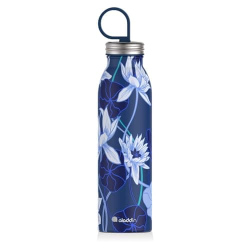 Image of Aladdin Chilled Thermavac Stainless Steel Water Bottle 0.55L Lotus Navy – Insulated Metal Water Bottle - Keeps Cold for 9 Hours - BPA-Free Thermos Flask - Leakproof - Dishwasher Safe