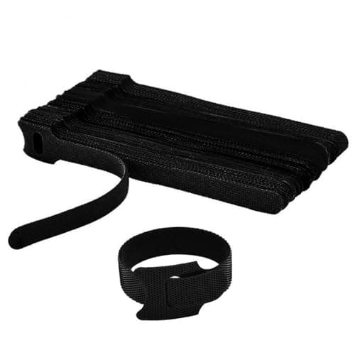 Image of 50 Pack Hook Loop Straps, Adjustable Wire Organizing Cords Fastening Ties for Data Cables, PC Cable and TV Cable - 12 x 250mm