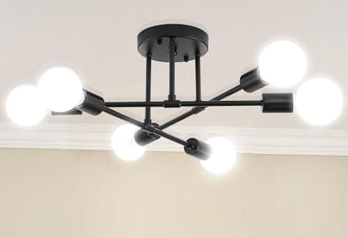 Image of Dellemade Ceiling Light, 6-Lights Chandeliers Black Ceiling Light Fixture for Living Room,Bedroom,Kitchen (Black)