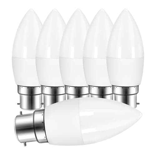 Image of Ddlisu B22 Bayonet 5W (40W Equivalent) LED Candle Light Bulbs, 2700K Warm White Energy Saving, 450LM Type B Candle Bulbs Small Bayonet for Ceiling Fan, Non-Dimmable, 6PCS