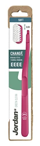 Image of Jordan | Change Green Clean | Eco-Friendly Toothbrush with Recycled Plastic, Bio-Bristles & Replaceable Heads to Reduce Waste | Soft | 1 Handle & 4 Replacement Heads