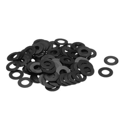 Image of sourcing map 120Pcs M10 Nylon Flat Washers 10mm ID 20mm OD 1mm Thick Plain Washer Grommets Plastic Sheet Gasket Fastener Sealing Spacer Gasket Ring, Black