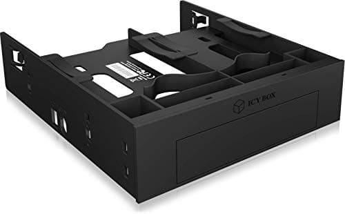 Image of ICY BOX IB-5251 Triple Mounting Frame for 2x 2.5 Inch HDD/SSD and 1x 3.5 Inch HDD in 1x 5.25 Inch Bay Screwless Anti-Vibration Front Panel