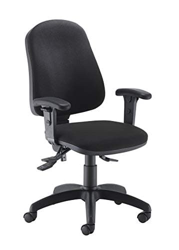 Image of Office Hippo Office Chair With Height Adjustable Arms, Computer Desk Chair with Curved Back, Swivel Chair with Adjustable Backrest, Home Office Chair with Wheels, Holds Up to 115kg, 2 Year Wty - Black