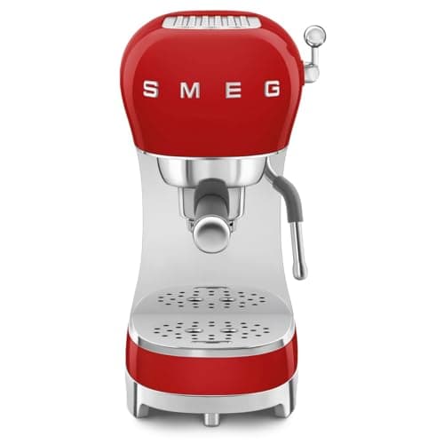 Image of Smeg ECF02RDUK Espresso Coffee Machine with 15 Bar Pump, 1350W, Red