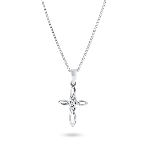 Image of Heather Needham 925 Sterling Silver Celtic Cross Pendant Necklace, 15 x 24mm Cross Charm, 16 inch Chain + 2 inch Extender, Gift Boxed 024
