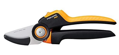 Image of Fiskars Anvil Garden Pruners, X-series PowerGear, P941, With rolling handle, For dry twigs and branches, Non-stick coated, Stainless steel blades, Length: 22.2 cm, Black/Orange, 1057174