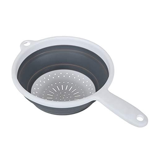 Image of Addis 518404 Pop & Store 24cm Large Collapsible Food Colander with Handle, 9.5 inch, White and Grey, Plastic