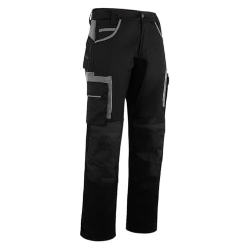 Image of WrightFits Olympian Pro Work Trousers Men - Cargo Trousers for Men UK - Mens Work Trousers with Knee Pads Pockets - Combat Trousers in Black (36W X 31L)