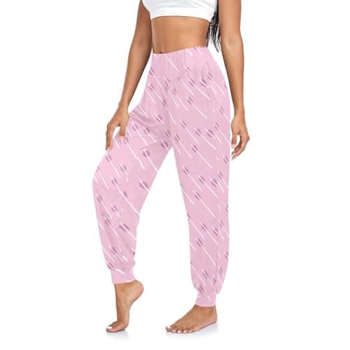 Image of GuoChe Women's Yoga Pants Soft Comfy High Waist Joggers with Pockets for Home Workout Travel, Blush Purple, Large