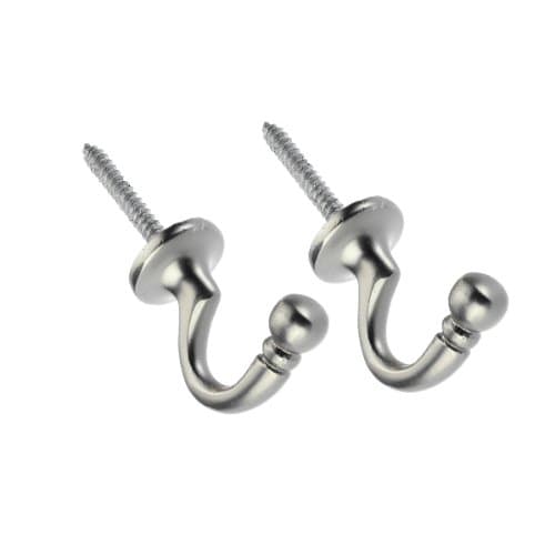 Image of Swish Ball Metal Curtain Tie Back Hooks, Satin Nickel, Large, Pair