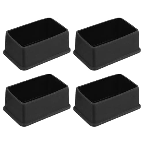 Image of sourcing map 4Pcs PVC Square Chair Leg Caps, 75mm x 45mm OD Black Furniture Feet Pads Table Foot Cover Caps Floor Protectors for Patio Table Cabinet Bed Furniture