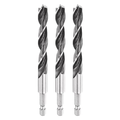 Image of sourcing map 3pcs Brad Point Drill Bit 10mm (25/64") Dia Bearing Steel 1/4" Hex Shank Wood Drill Bits 3.03" Working Length Spiral Twist Drilling Tool for Woodworking Softwood Plywood Plastic