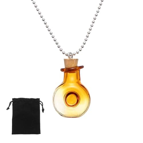 Image of sourcing map Vial Necklace, 26mm Small Glass Bottles Jars Pendants with Cork Stoppers Black Velvet Bag for Jewelry DIY Crafts Party Wedding Decor Favors, Wine Shaped, Champagne